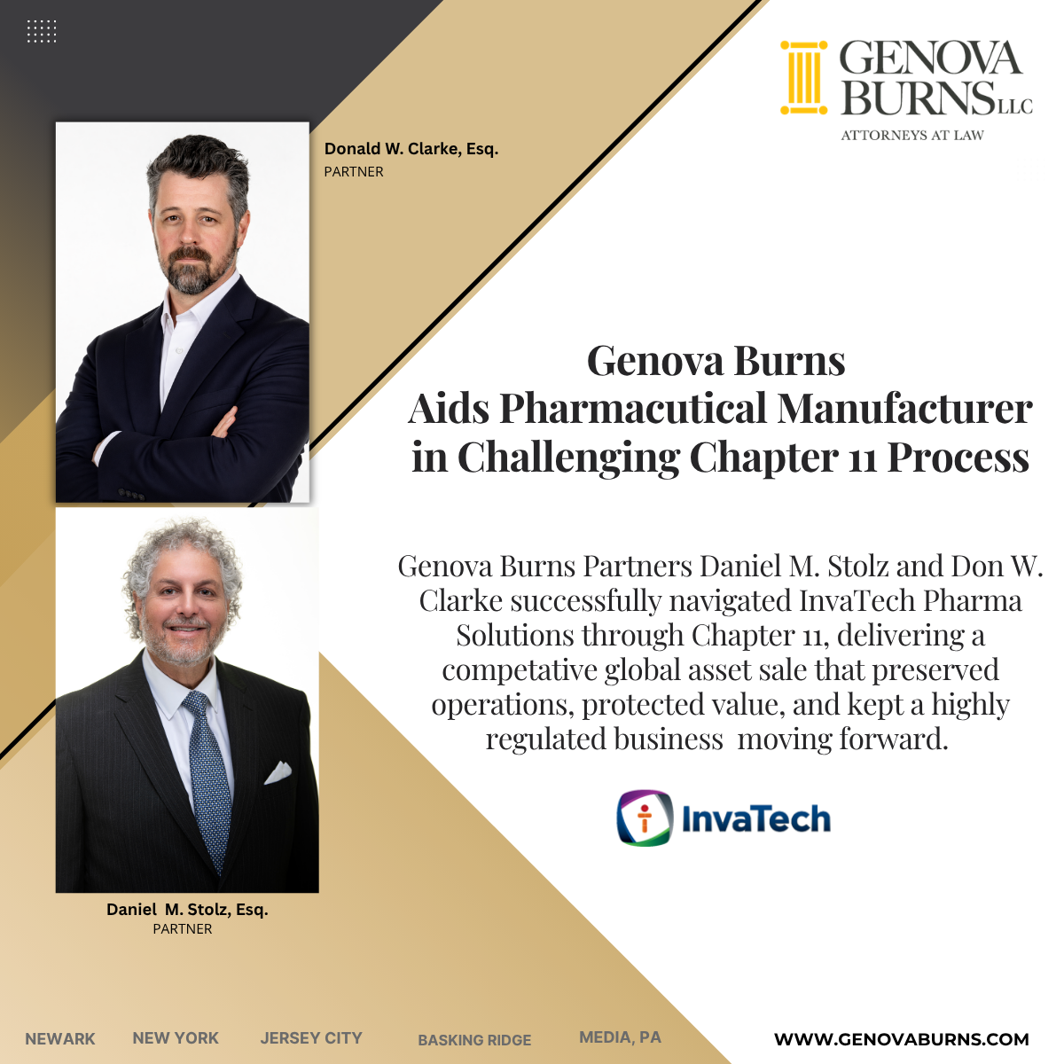 Genova Burns Aids New Jersey Based Pharmaceutical Manufacturer in Challenging Chapter 11 Process